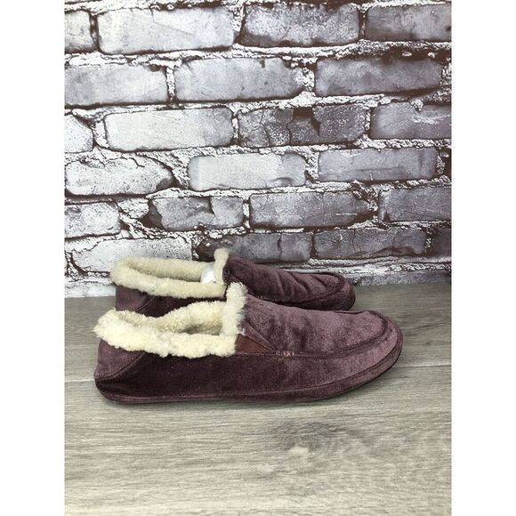 OluKai Ku'una Lanui Red Ginger Velvet Sheep Fur Slippers Women’s Sz 10M US/40EU - Picture 3 of 16